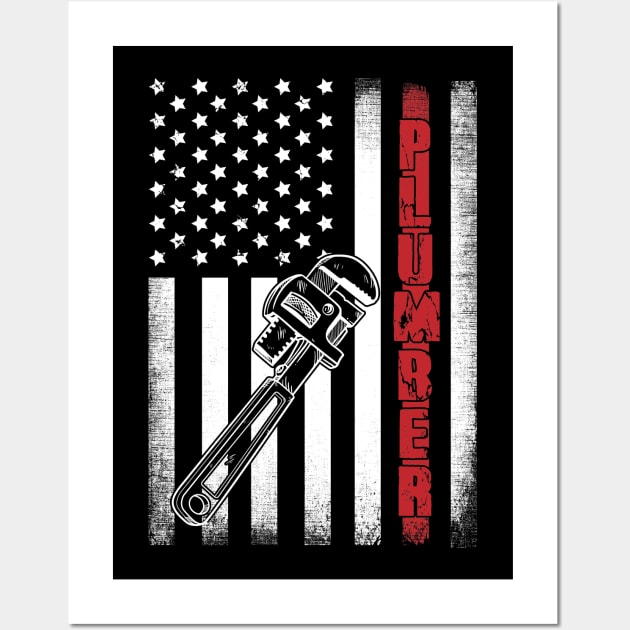 Plumber American Flag Wall Art by captainmood